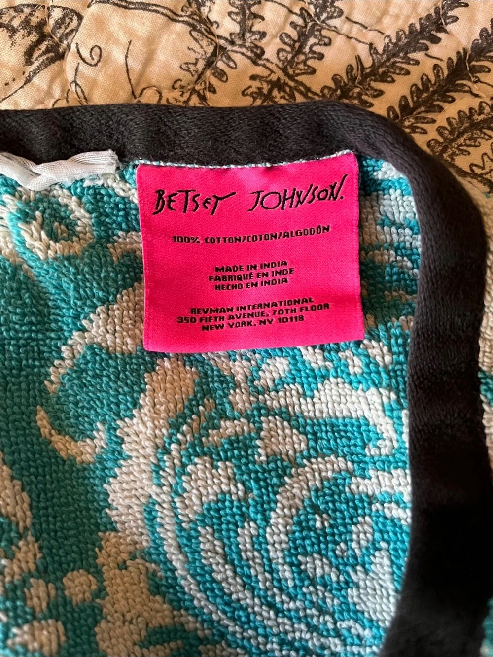 Vintage Betsey Johnson Turquoise and black Decorative Skull Towel set